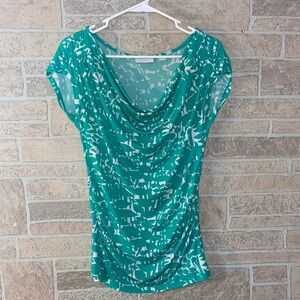 New York & Company Turquoise Patterned Blouse